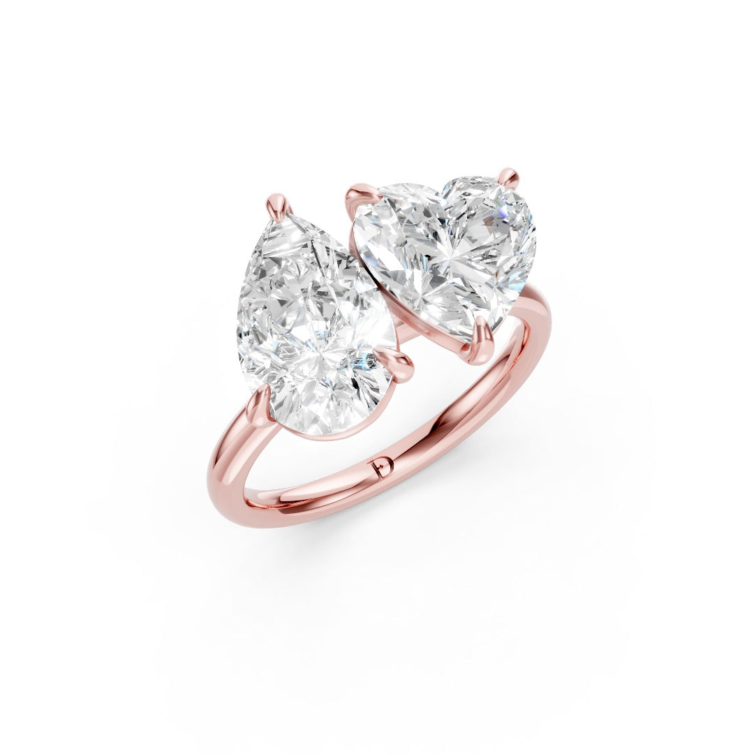 Toi et Moi Pear And Heart Cut Engagement Ring