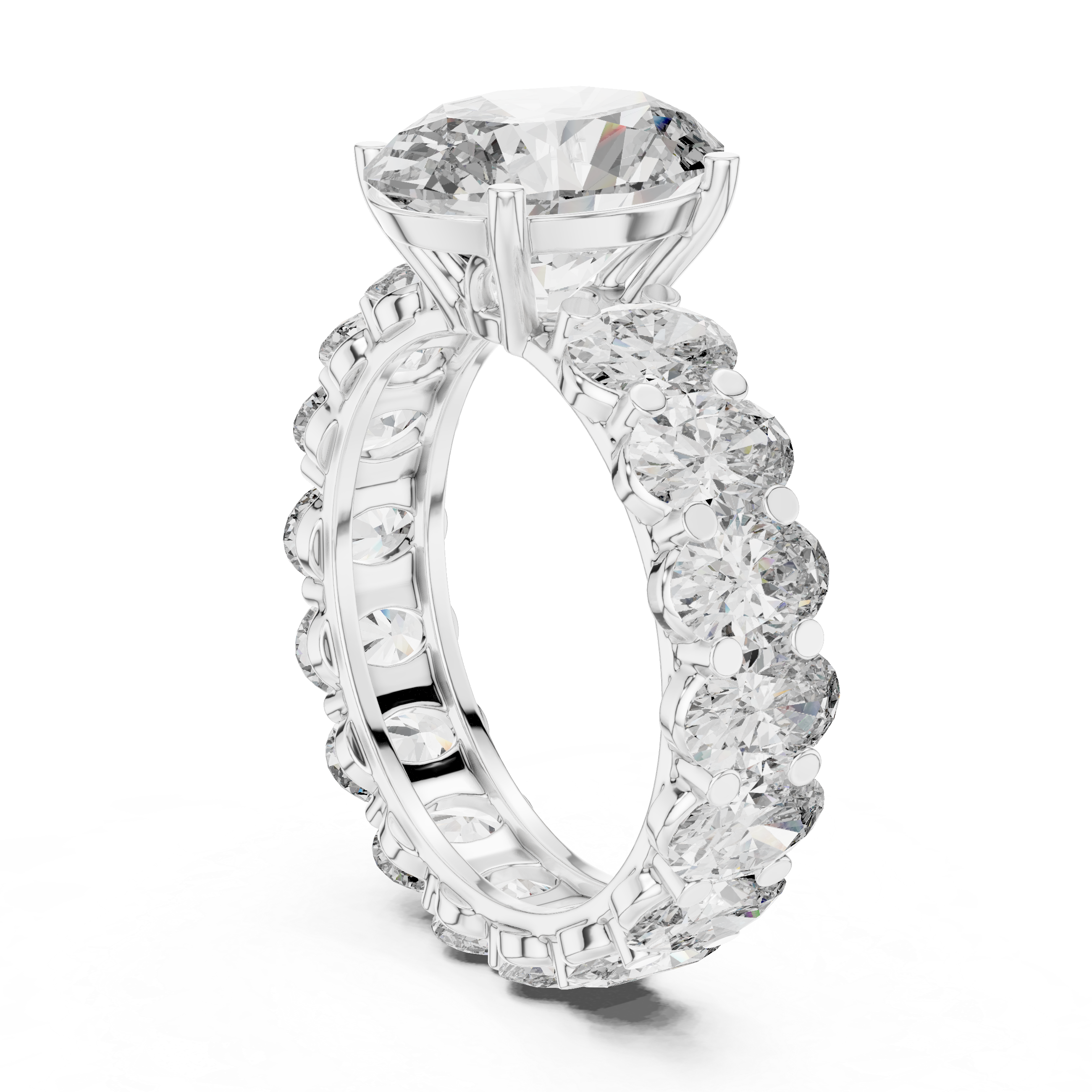 Shared Prong Oval Diamond Infinity Ring