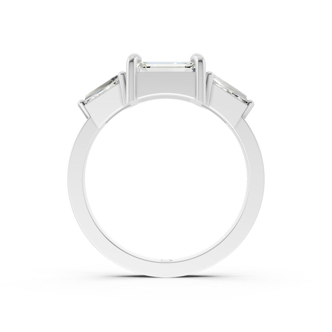 Emerald Cut Three Stone Diamond Engagement Ring