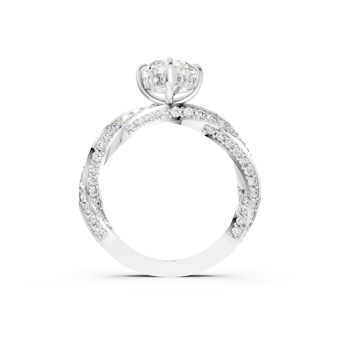 Hidden Halo Marquise Cut With Double Row Twisted Ring