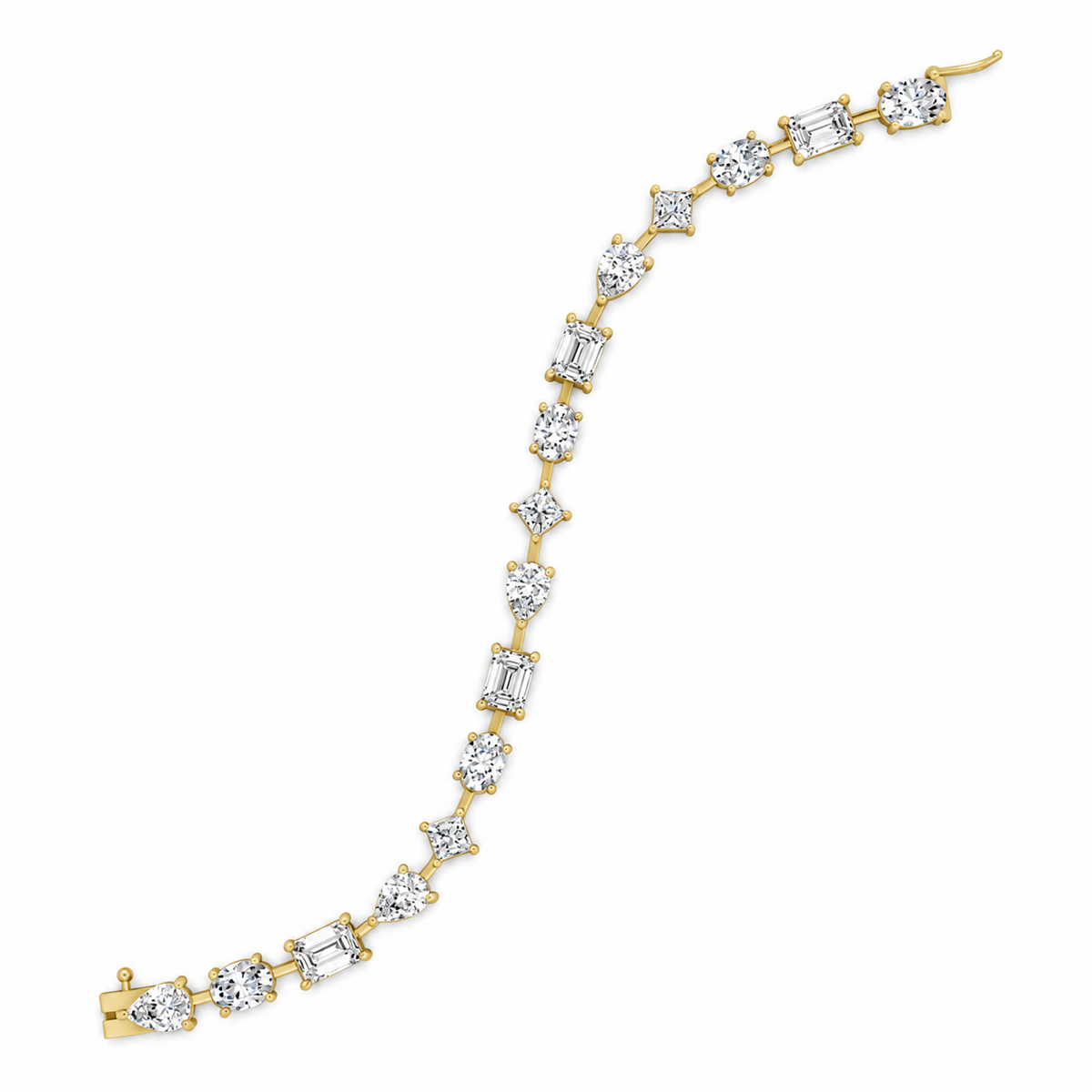 Mixed Shape Lab Grown Diamond Tennis Bracelet in Yellow Gold
