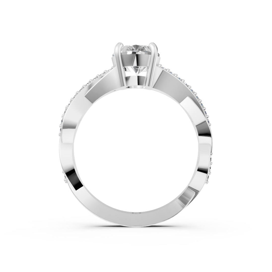 Oval Cut Diamond Pave Set Criss-Cross Ring