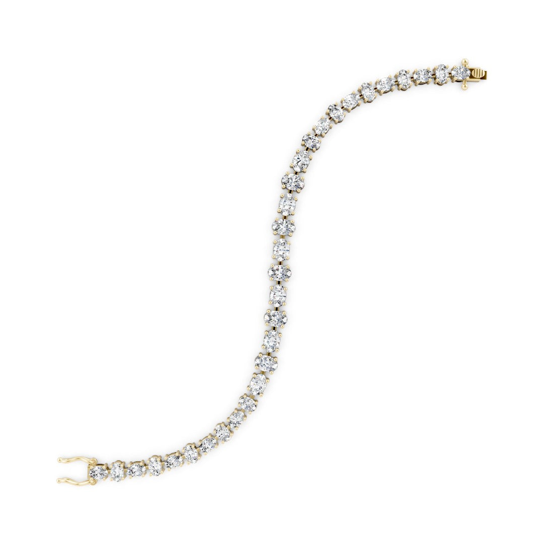Elegant Oval Cut Diamond Prong Setting Tennis Bracelet