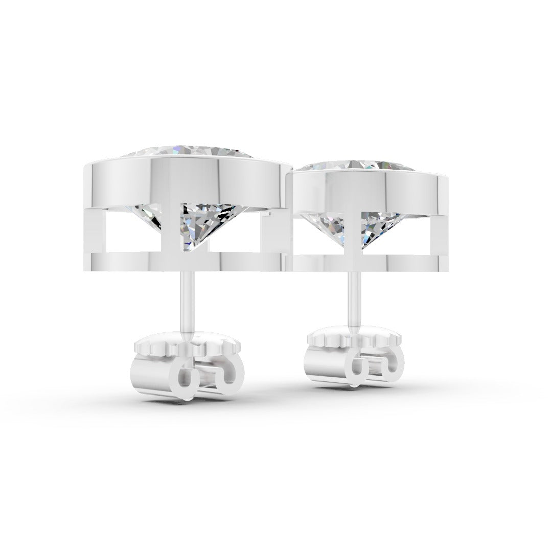 Cushion Cut Lab Grown Diamond Bezel Set Stud Earring