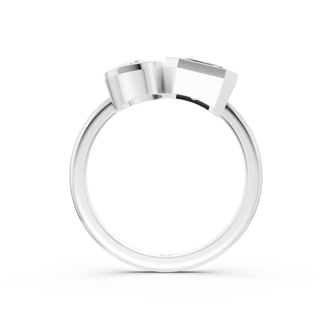 Toi at Moi Bezel Set Pear and Asscher Cut Diamond Anniversary Ring