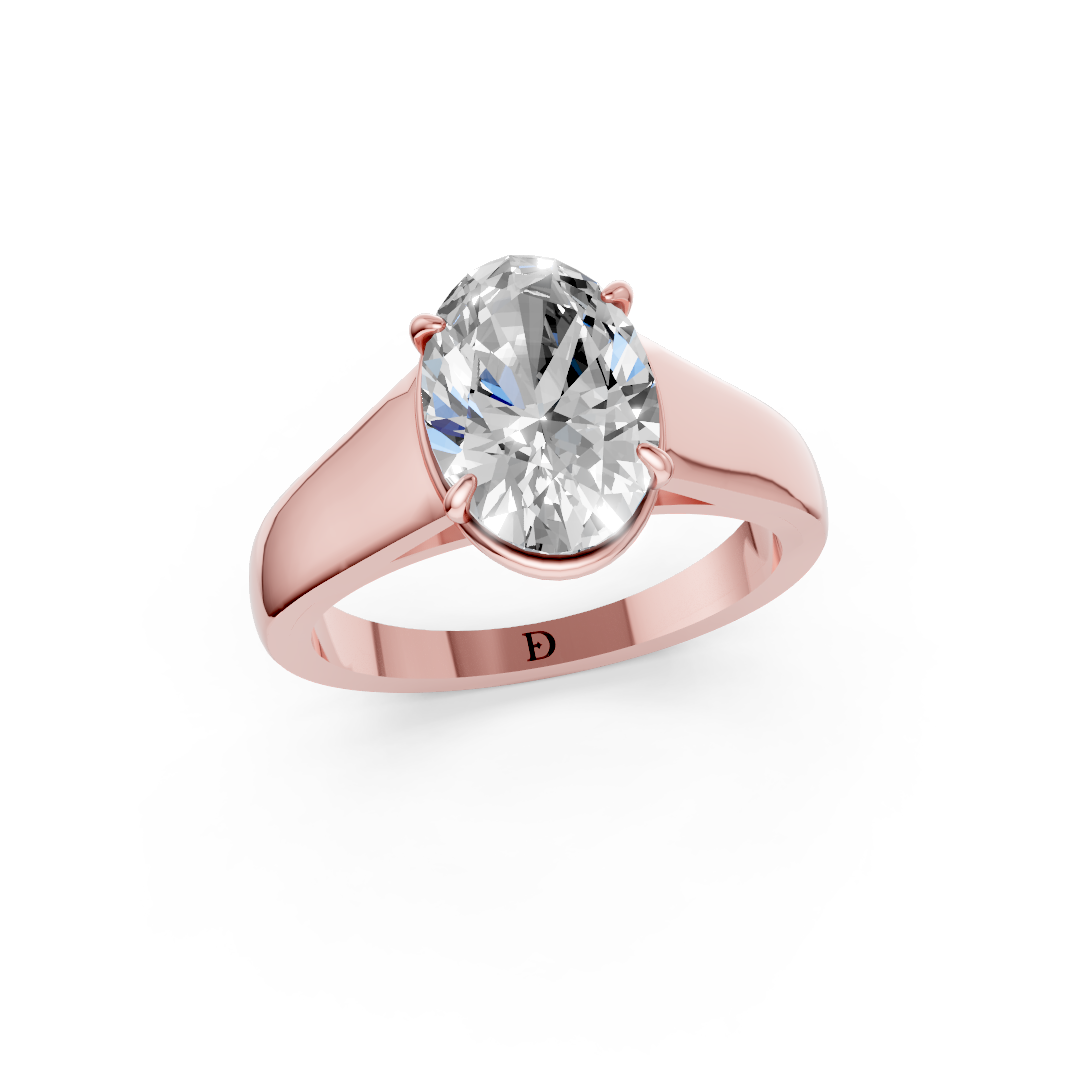 Oval Diamond Tapered Band Ring
