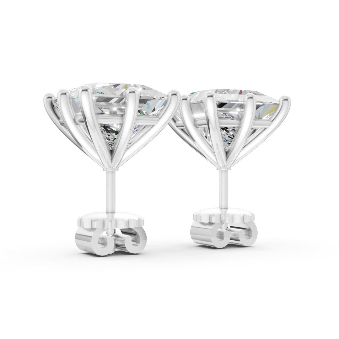 Princess Brilliant Cut Diamond Stud Earrings