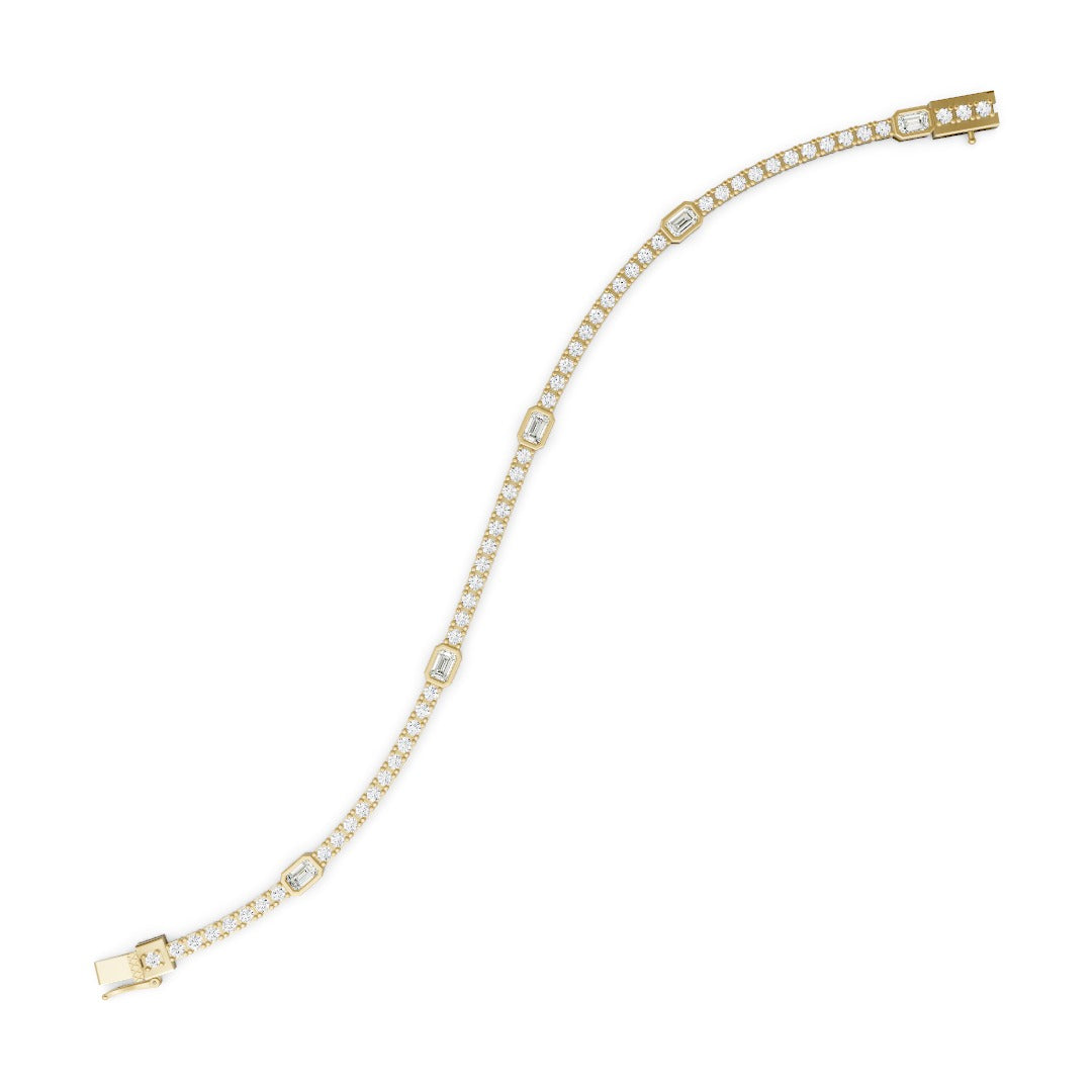Emerald & Round Cut Lab Diamond Tennis Bracelet