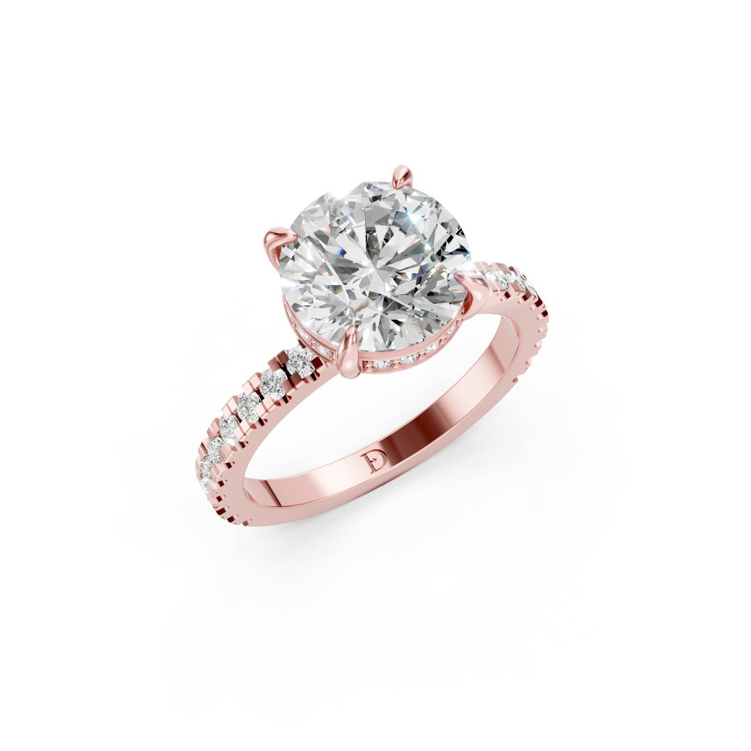 Round Diamond With Under-Halo Settings Ring
