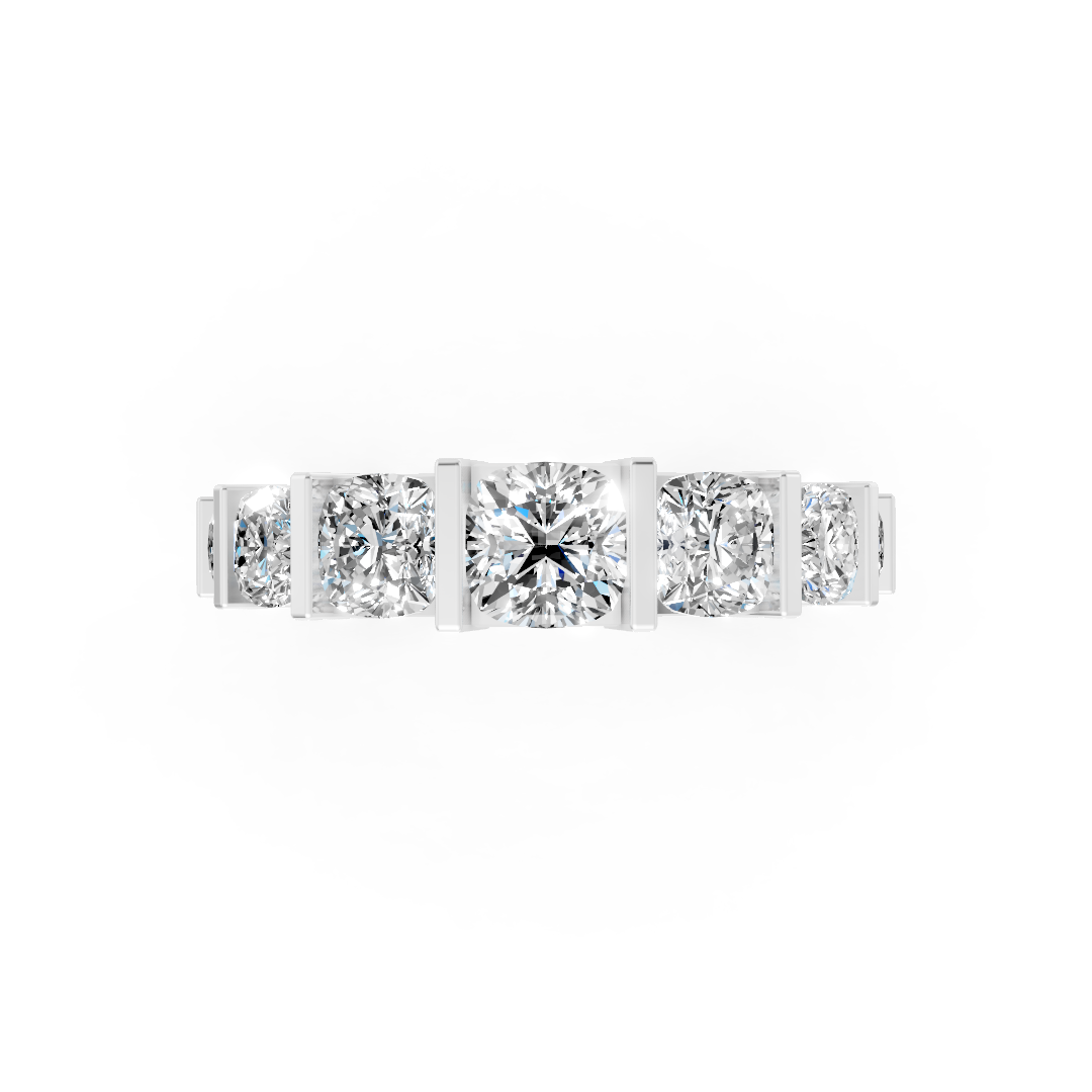 Cushion Brilliant Bar Set Diamond Band