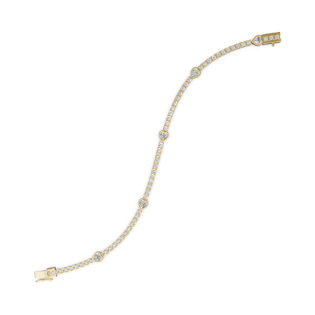 Heart Shape & Round Cut Lab Diamond Tennis Bracelet