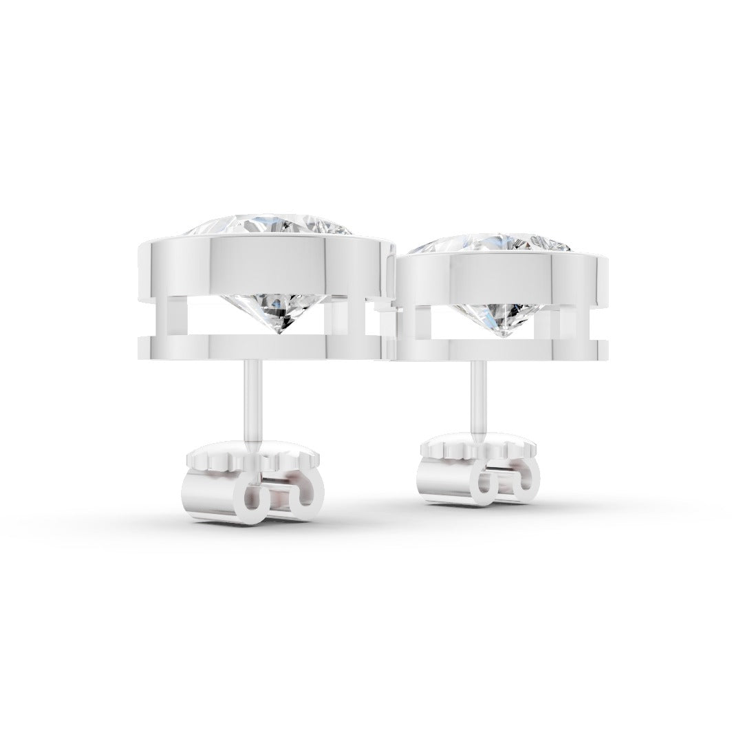 Pear Cut Lab Grown Diamond Bezel Set Stud Earring