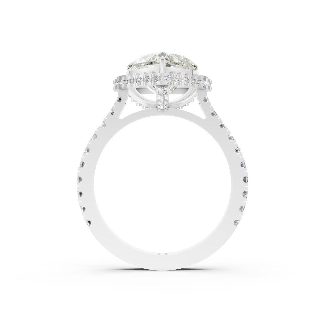 Heart Diamond Halo Pave Set Ring