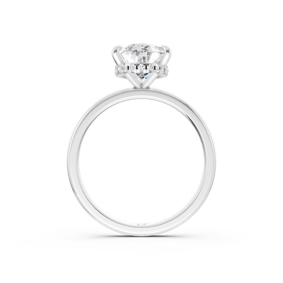 Hidden Halo Pear Cut Diamond Engagement Ring