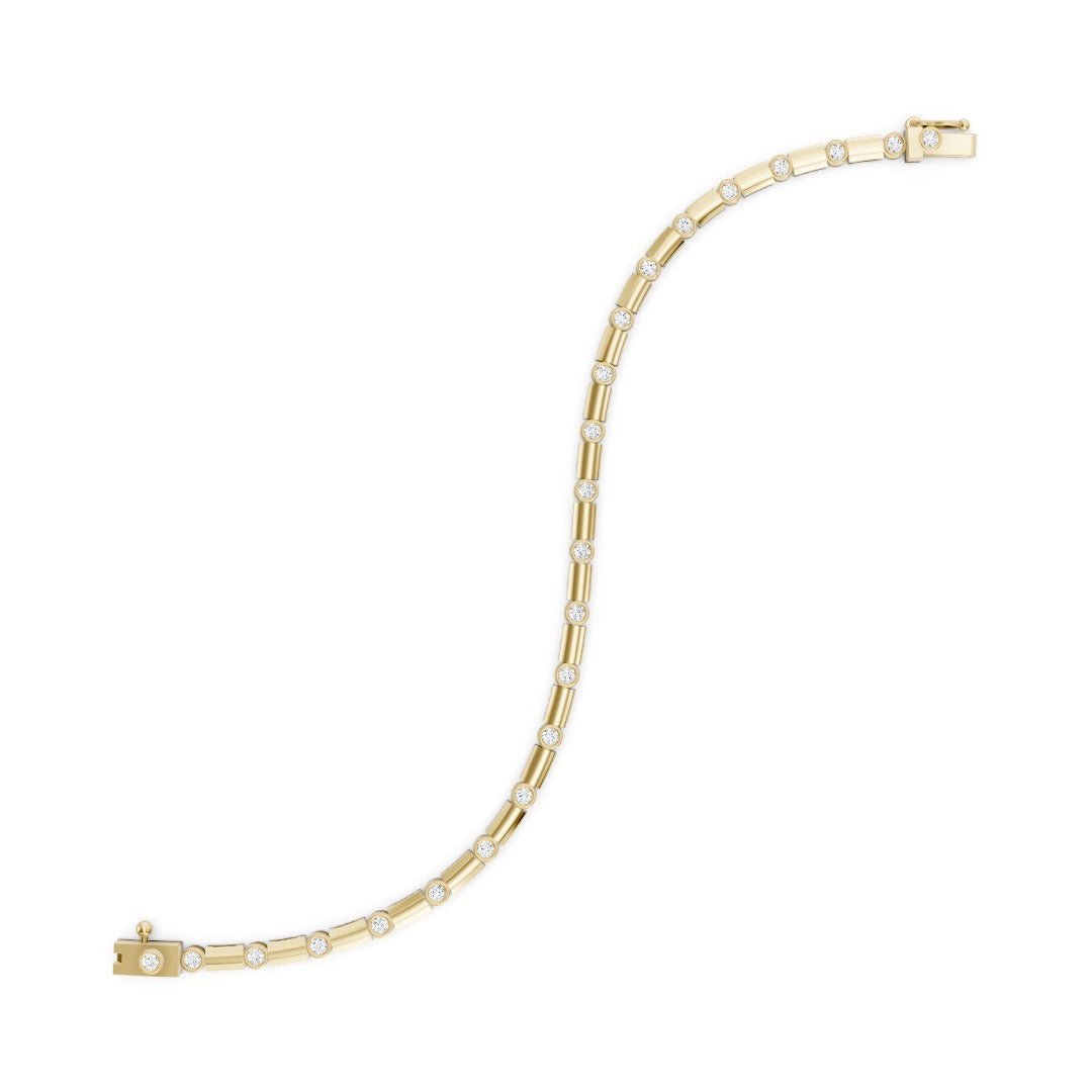 Round Diamond Bezel Link Tennis Bracelet