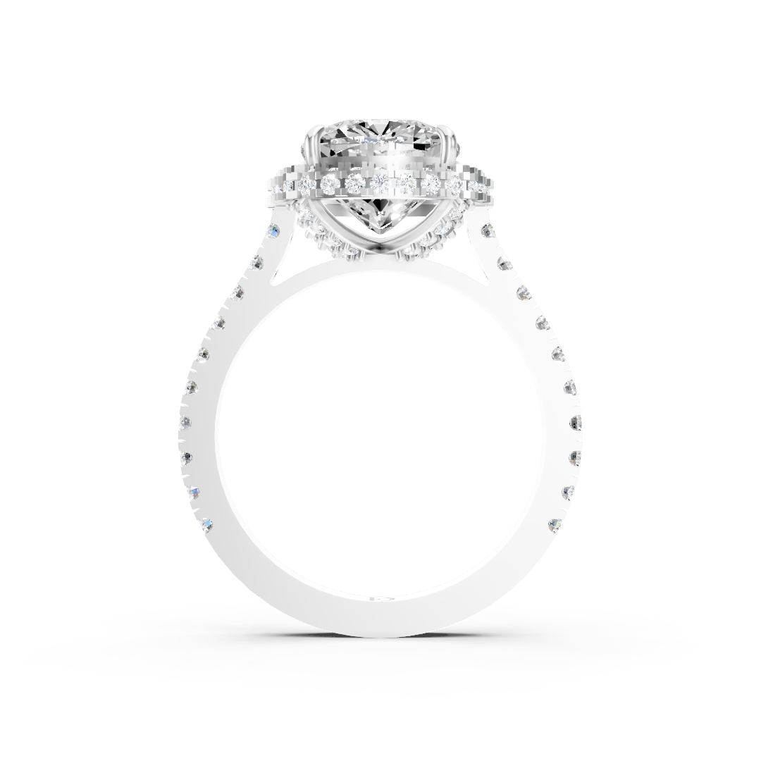Cushion Diamond Halo Pave Set Ring