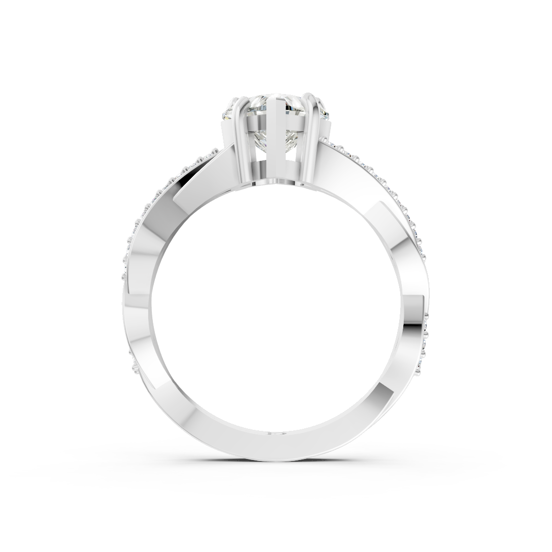 Heart Cut Diamond Pave Set Criss-Cross Ring