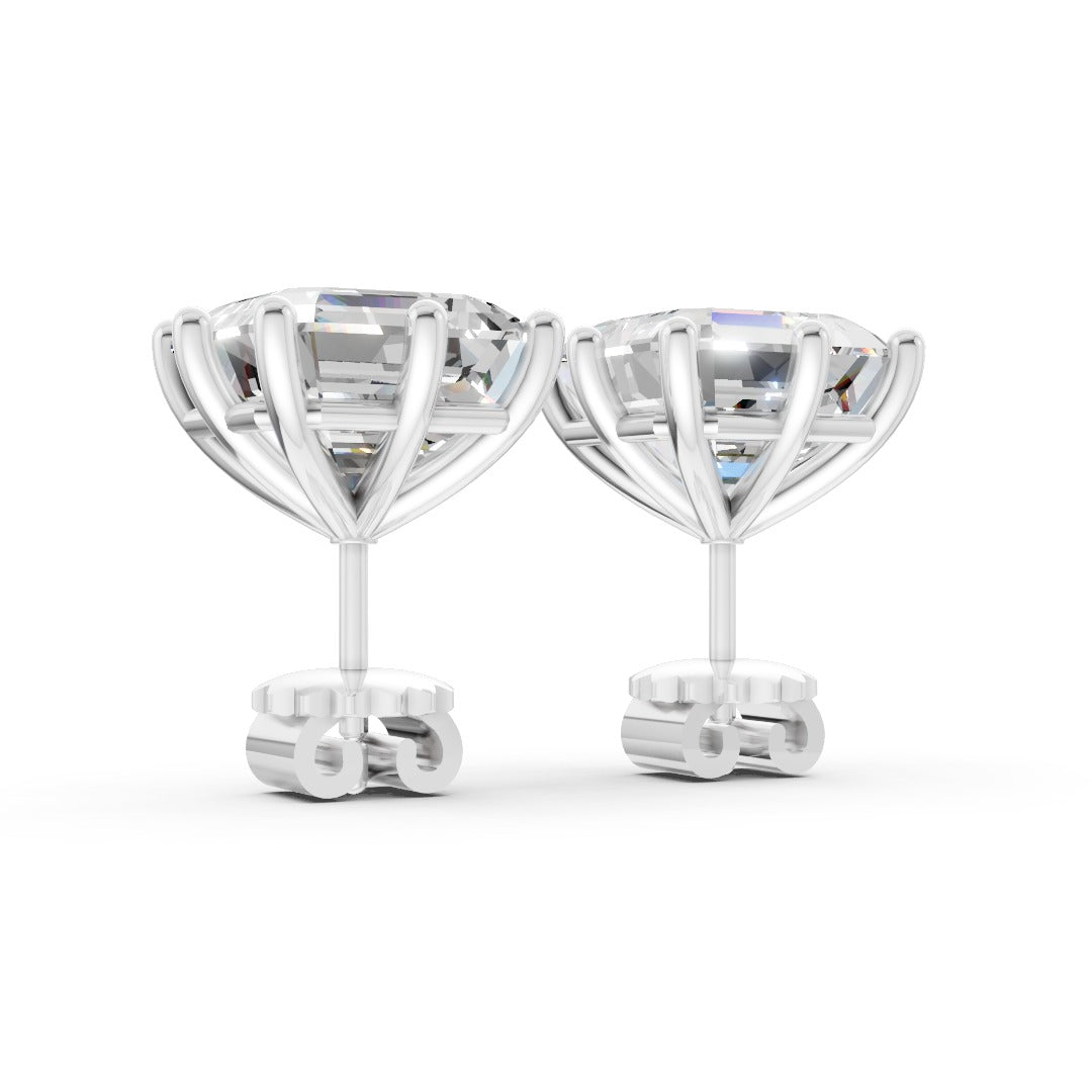 Asscher Brilliant Cut Diamond Stud Earrings