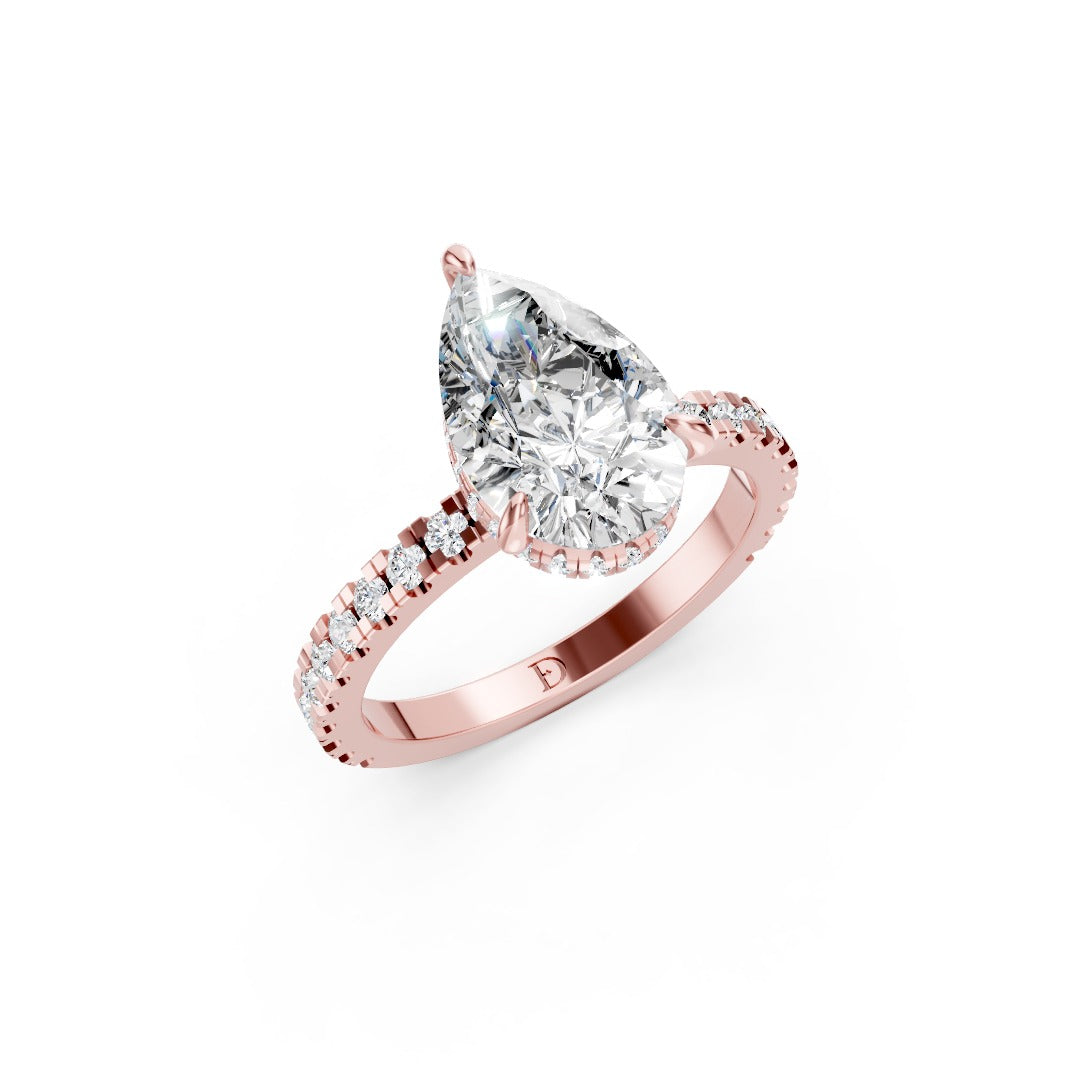 Pear Diamond With Hidden Halo Anniversary Ring