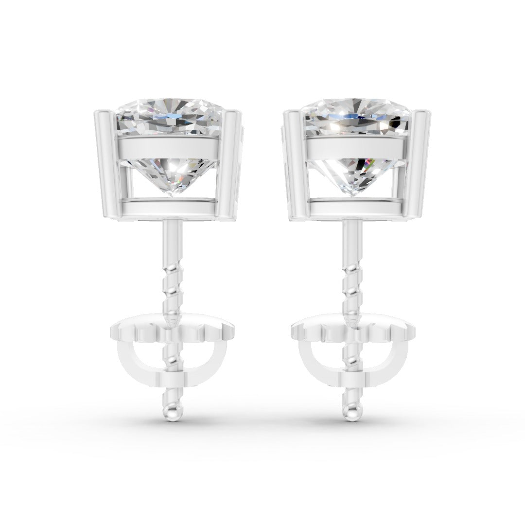 Cushion Cut Diamond Stud Earrings in Scalloped Basket Setting