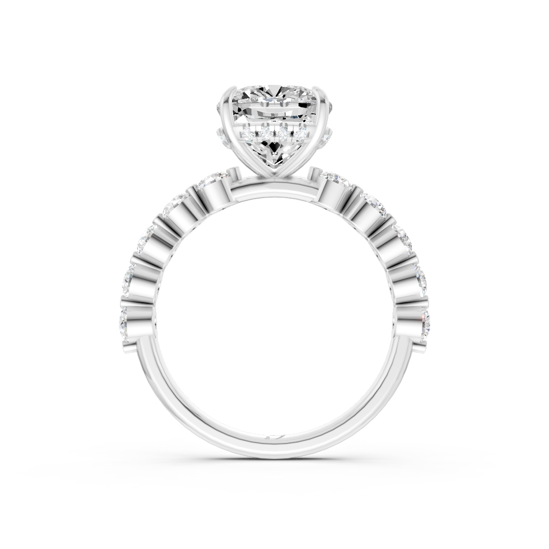 Cushion Diamond Shared Prong Engagement Ring