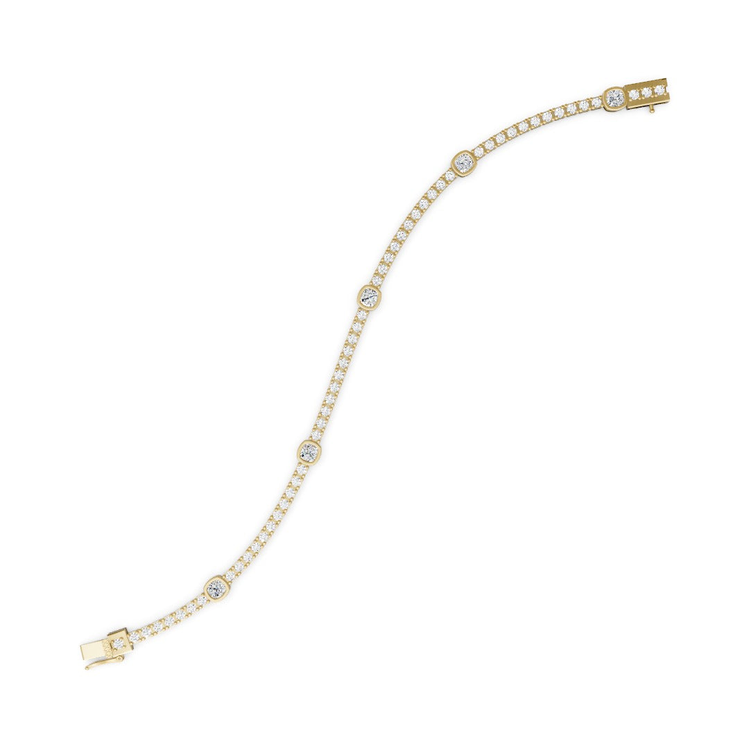 Cushion & Round Cut Lab Diamond Tennis Bracelet