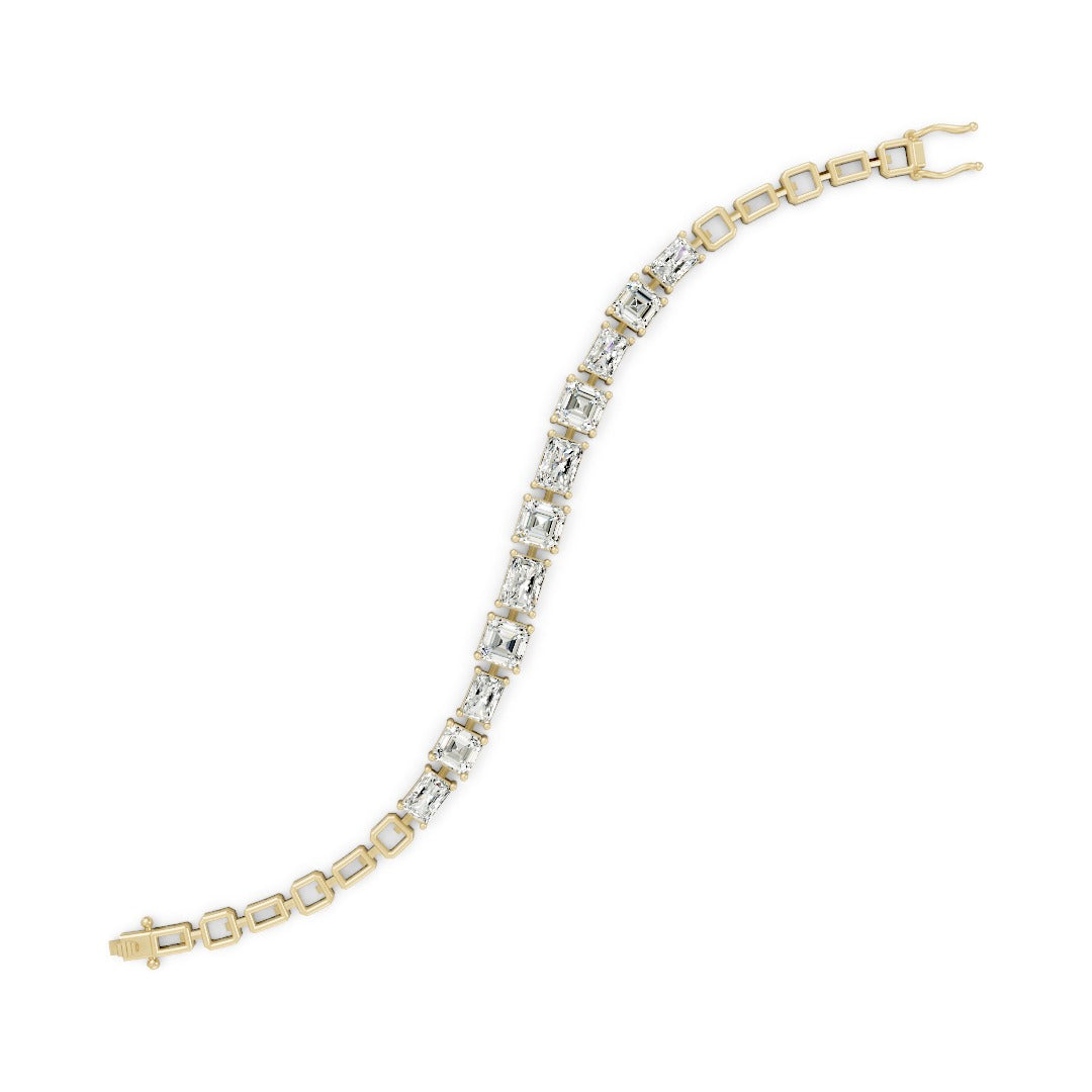 Radiant & Asscher Cut Lab Diamond Prong Seeting Tennis Bracelet