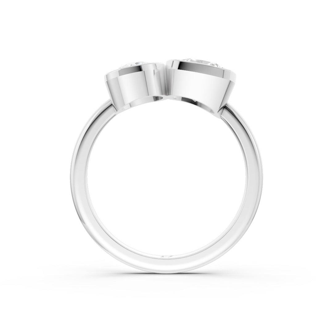 Toi at Moi Bezel Set Pear and Cushion Cut Diamond Anniversary Ring