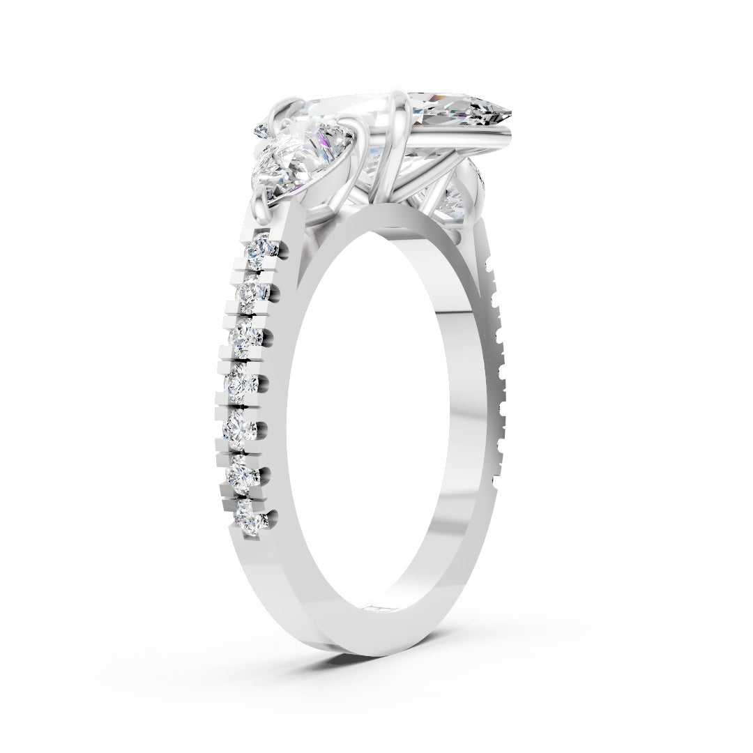 Marquise Cut Lab Grown Diamond Three Stone Engagement Ring