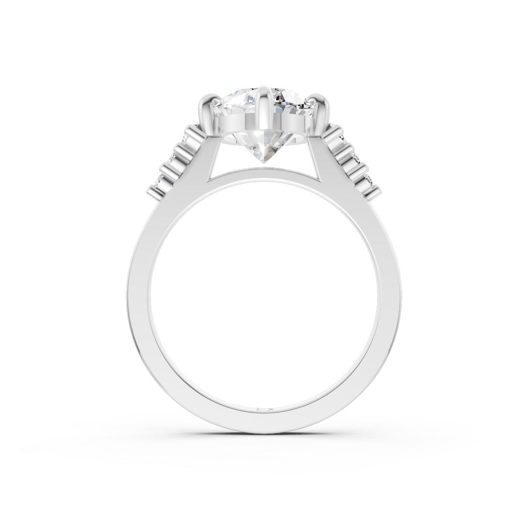 Oval Cut Lab Diamond Cluster Pave Engagement Ring
