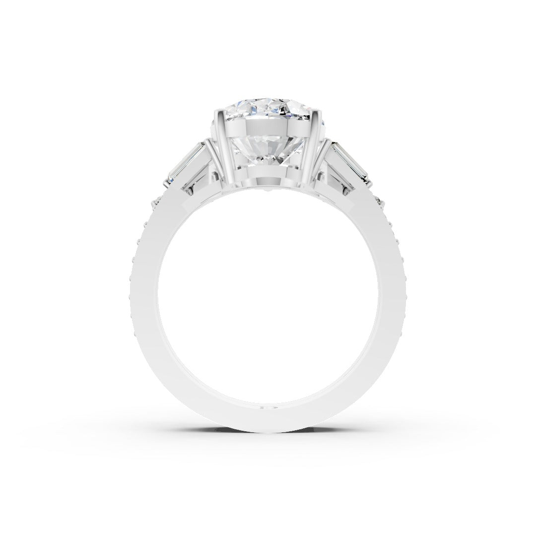 Art Deco Inspired Oval Cut Lab Diamond Sunburst Crown Bridal Set