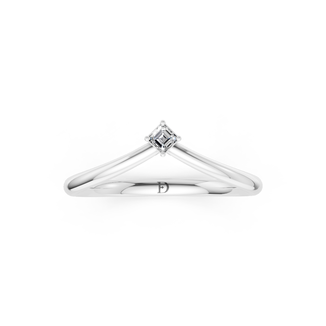 V Shape Asscher Curved Stacking Band