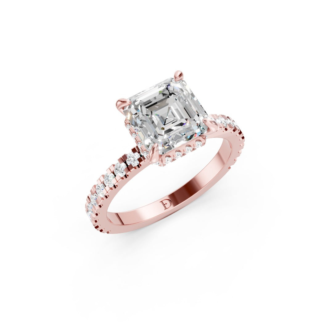 Asscher Diamond With Hidden Halo Anniversary Ring