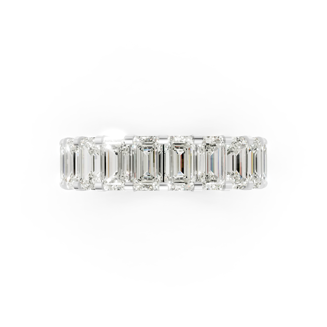 Emerald Diamond U Prong Full Eternity Band