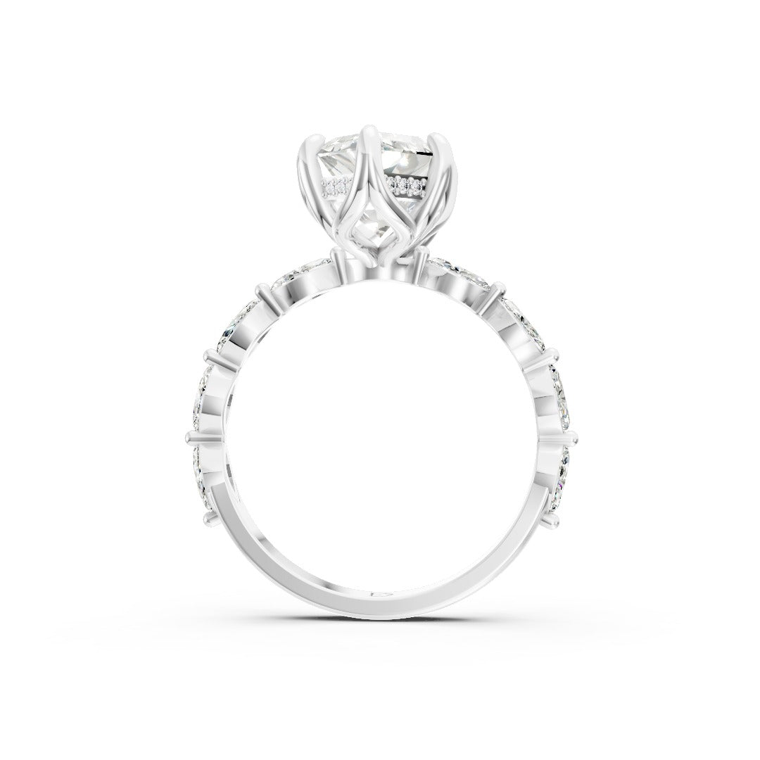 Dutch Marquise Cut Diamond Elegant Hidden Halo Ring