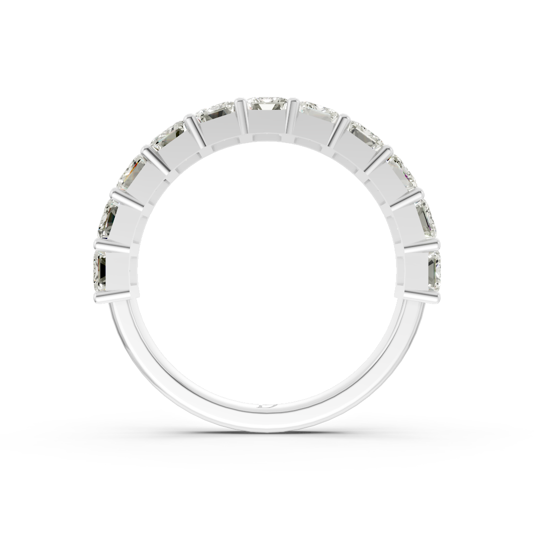Shared Prong Emerald Cut Half Eternity Band