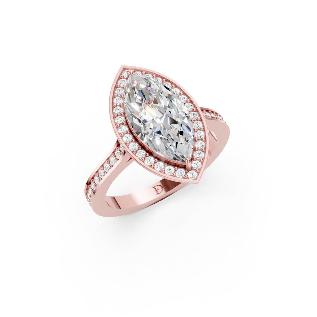 Marquise Cut Lab Grown Diamond Halo Engagement Ring