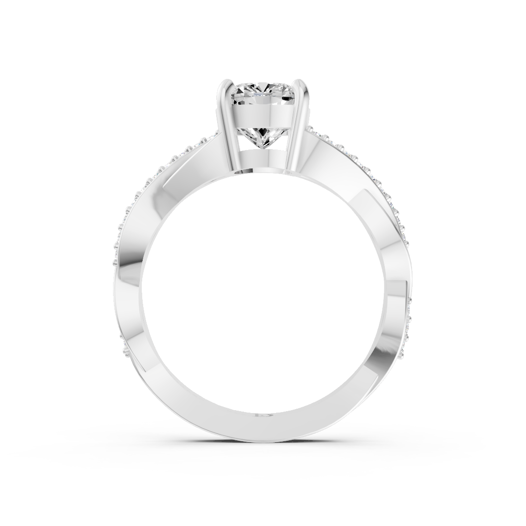 Cushion Cut Diamond Pave Set Criss-Cross Ring