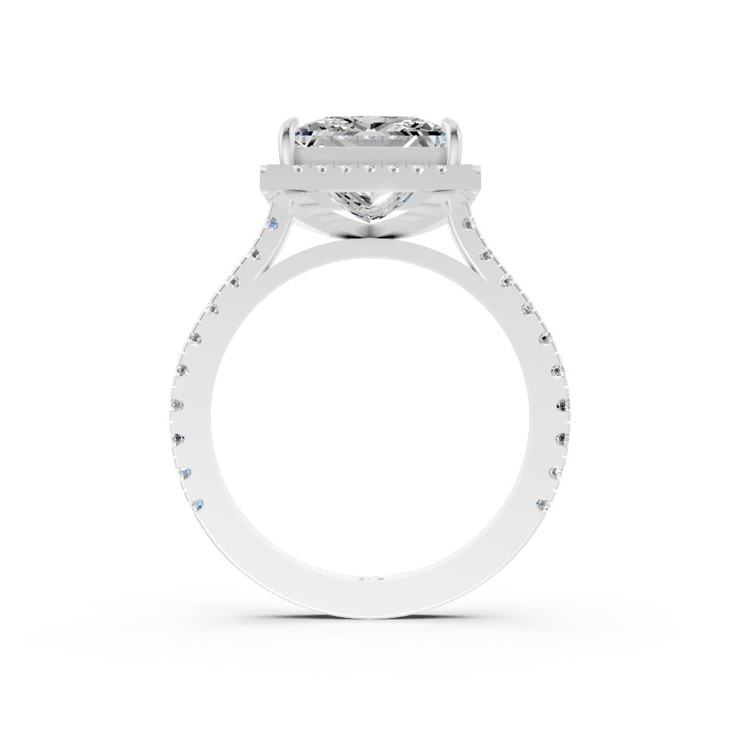 Princess Cut Diamond Floating Halo with Pavé Ring