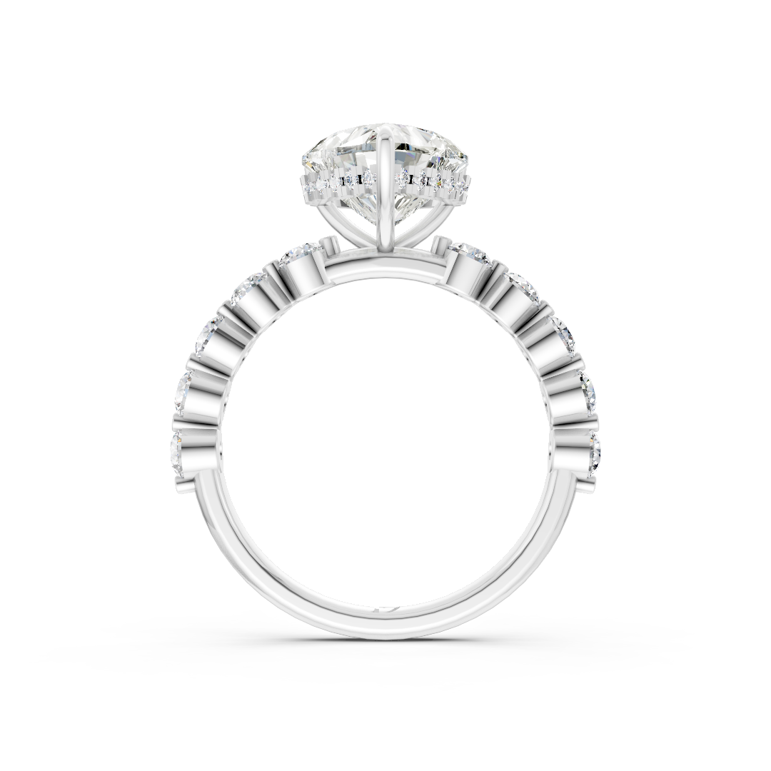 Heart Diamond Shared Prong Engagement Ring
