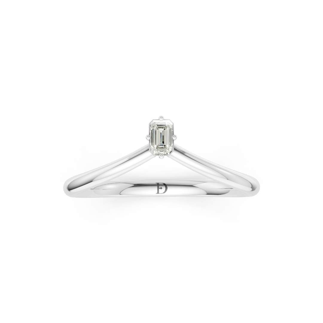 V Shape Emerald Curved Stacking Band