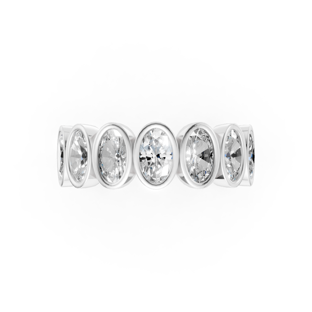 Bezel Set Oval Diamond Half Eternity Band