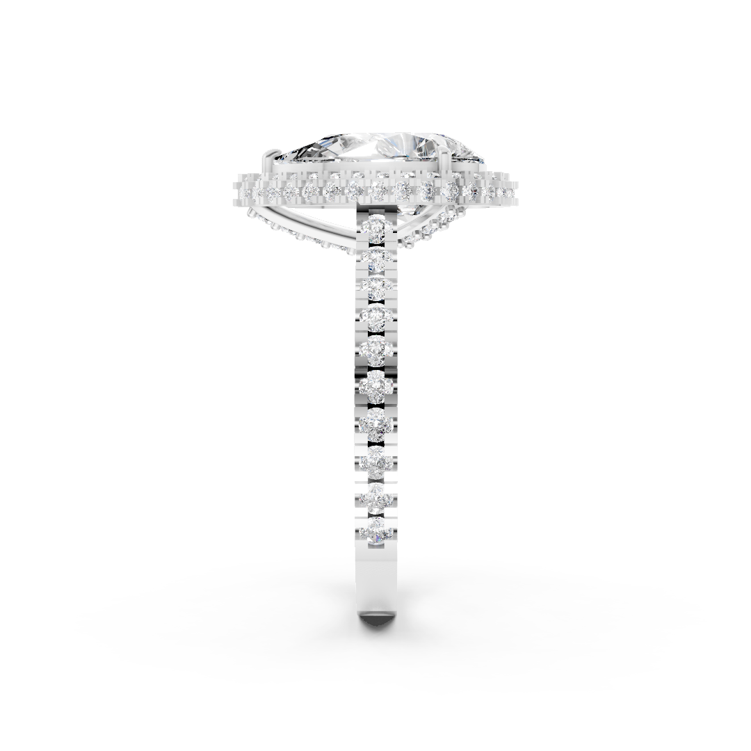 Pear Diamond Halo Pave Set Ring