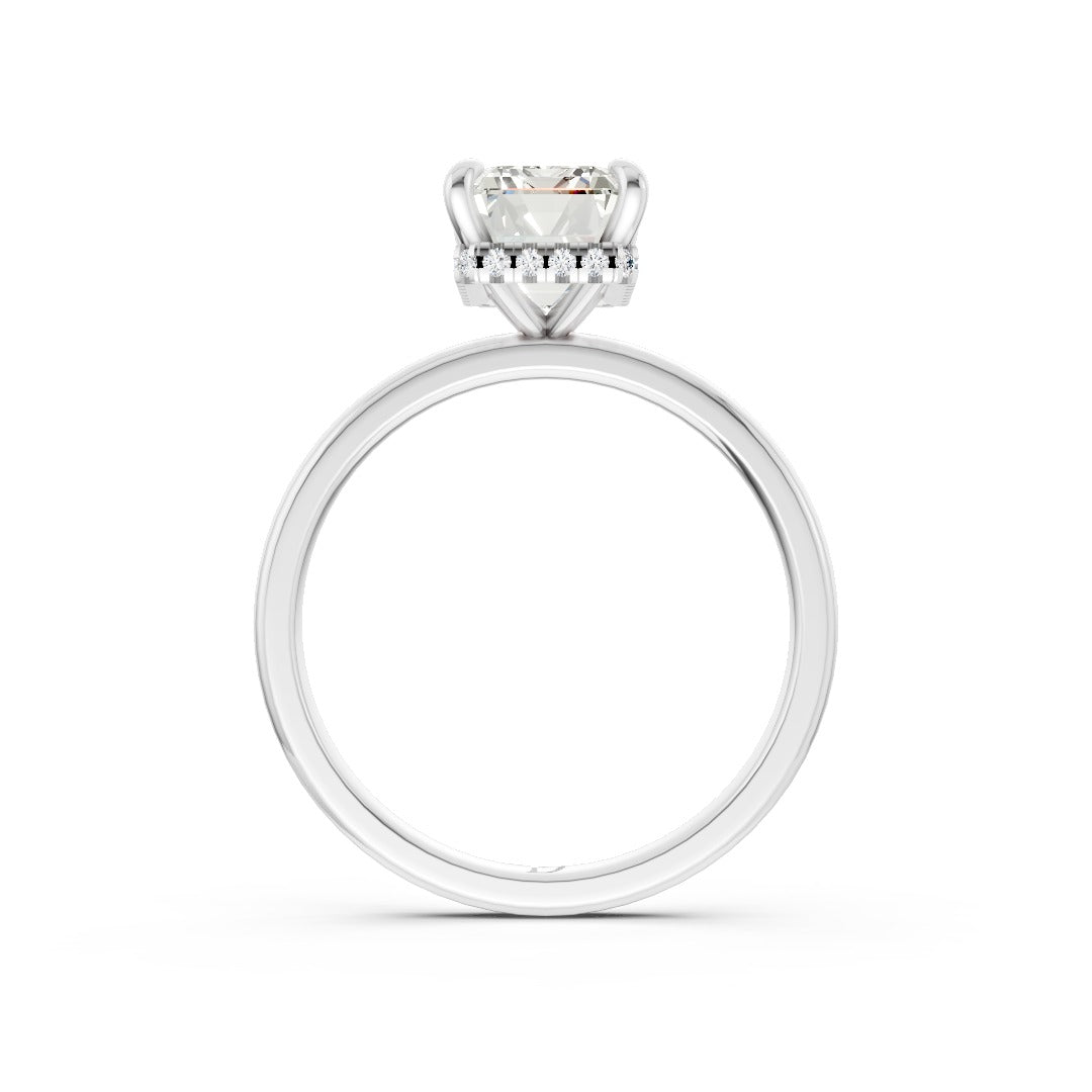 Hidden Halo Emerald Cut Diamond Engagement Ring