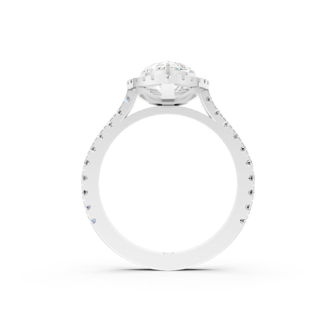 Marquise Cut Diamond Floating Halo with Pavé Ring