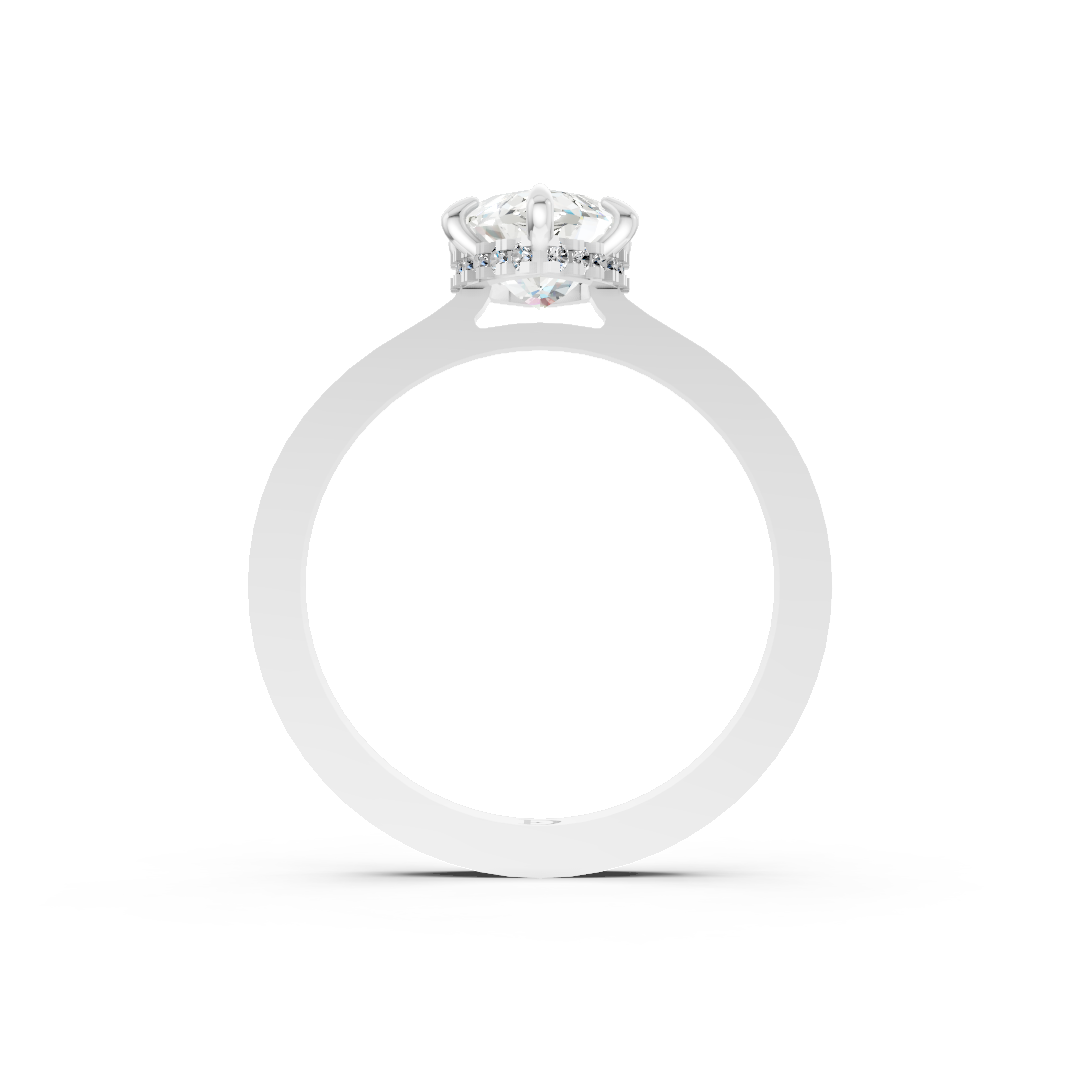 Marquise Solitaire Diamond Hidden Halo Ring