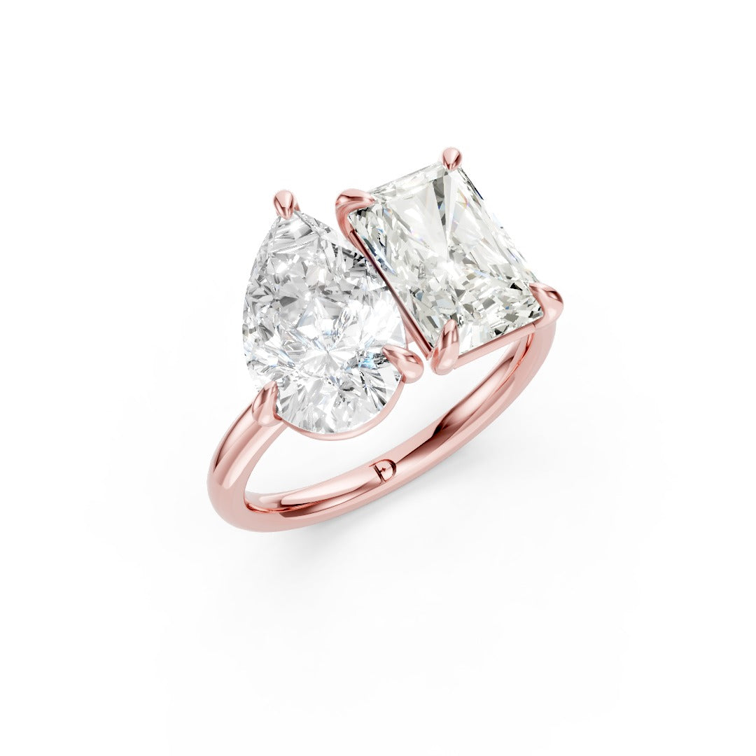 Toi et Moi Pear And Radiant Cut Engagement Ring