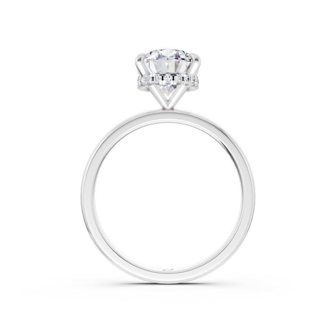 Hidden Halo Oval Cut Diamond Engagement Ring