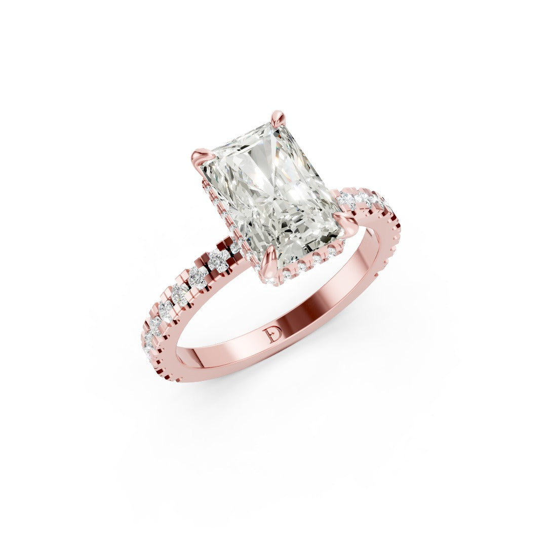 Radiant Diamond With Hidden Halo Anniversary Ring