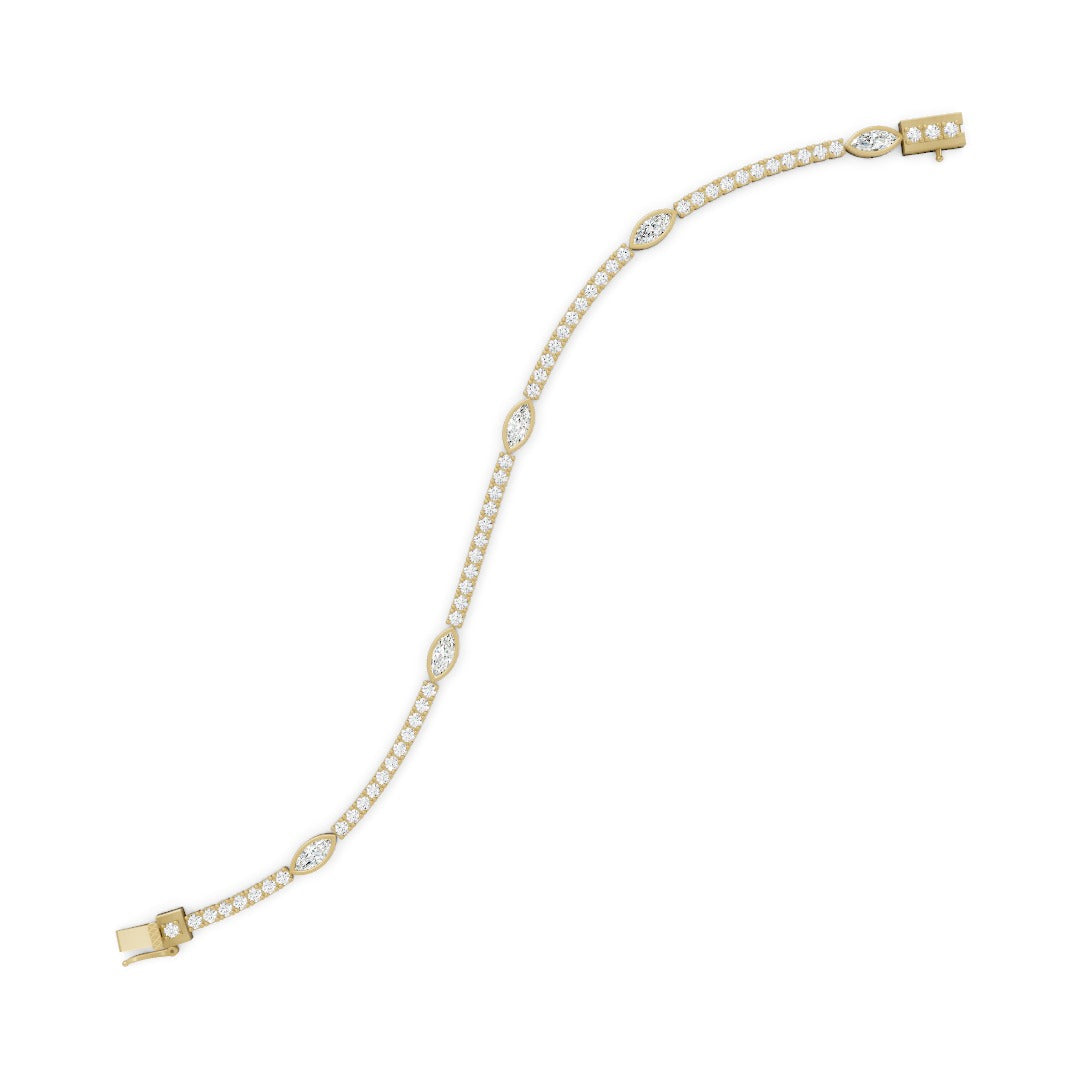Marquise & Round Cut Lab Diamond Tennis Bracelets